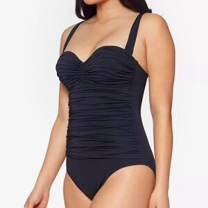 Kore One Piece Shirred Bandeau Swimsuit Black Elegant Swimwear